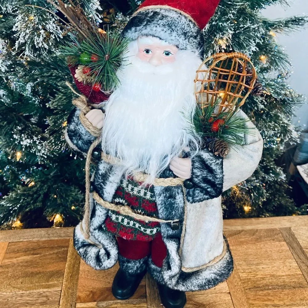 NWT Rustic Forest Christmas Winter Santa Figurine Statue Decor
